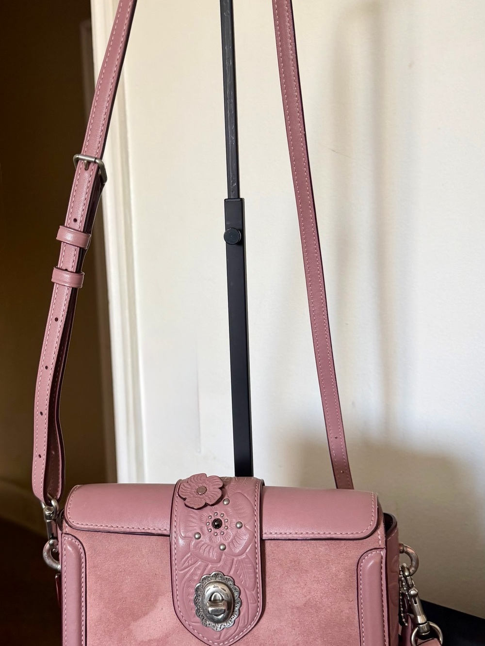 Coach Rose Pink Floral Appliqué Crossbody Bag